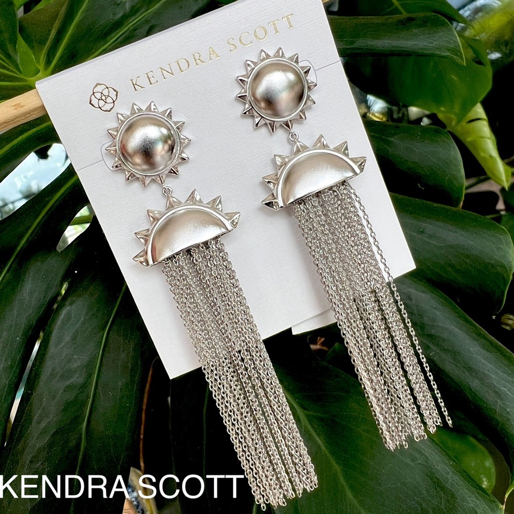 KENDRA SCOTT Sienna Sun chain tassel drop earrings in SILVER